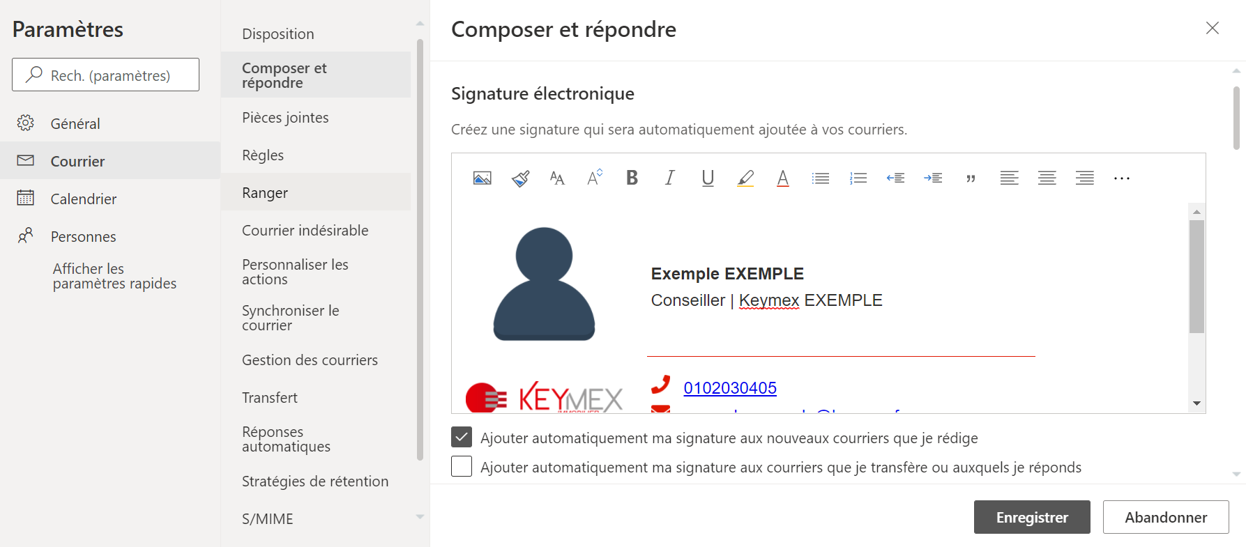 Capture éditeur de signature